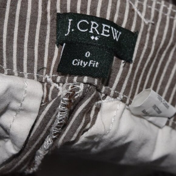 J Crew City Fit Pants Sz  0 Brown Cream Pinstripe Wide Leg Preppy Waist Tie - Picture 5 of 8